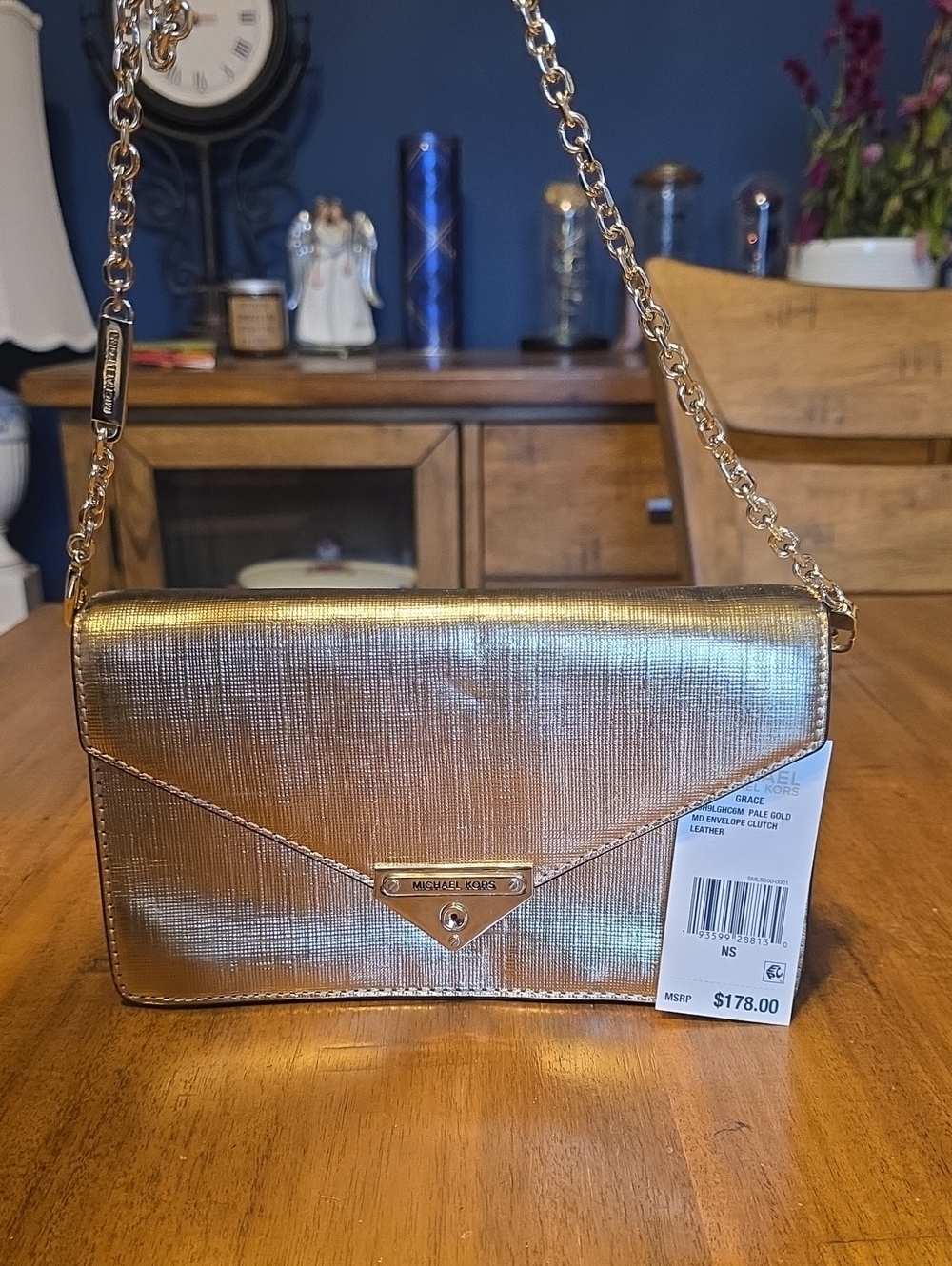 Michael Kors NWT Gold Metallic Crossbody Clutch - Picture 2 of 16